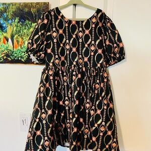 Peek Black and Gold Puff Sleeve Sundress
